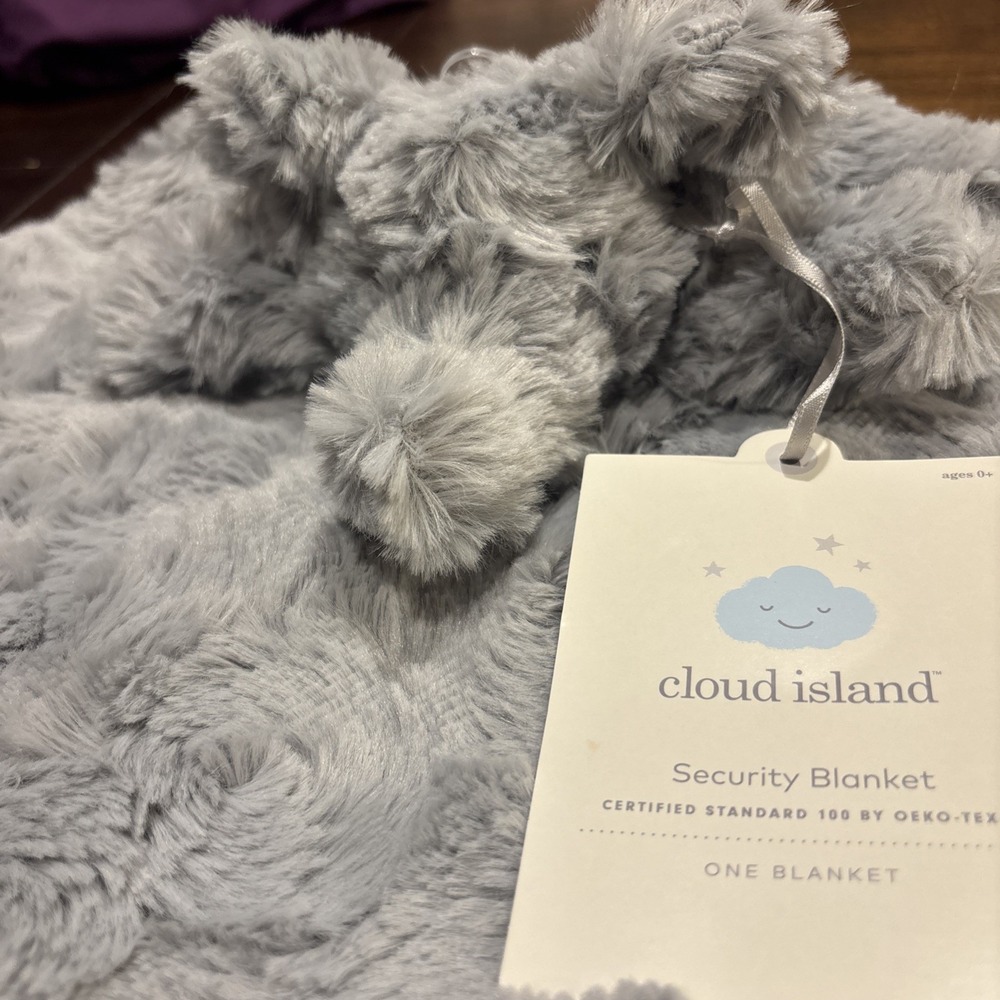 NWT Cloud Island Elephant Lovey Gray Swirl Satin Back Plush 14" Security Blanket - Picture 2 of 6